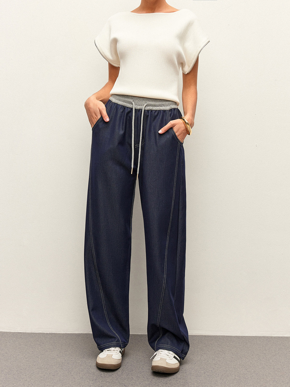 Hose mit Bindedetail und Denim