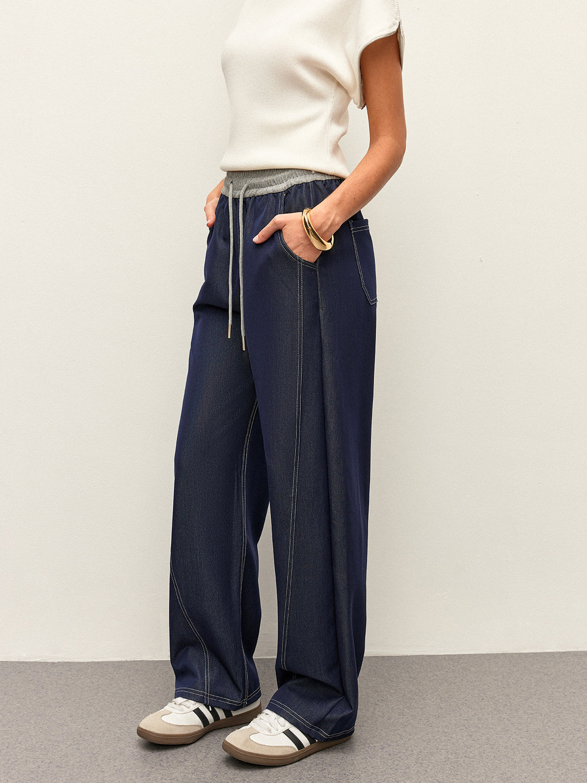 Hose mit Bindedetail und Denim