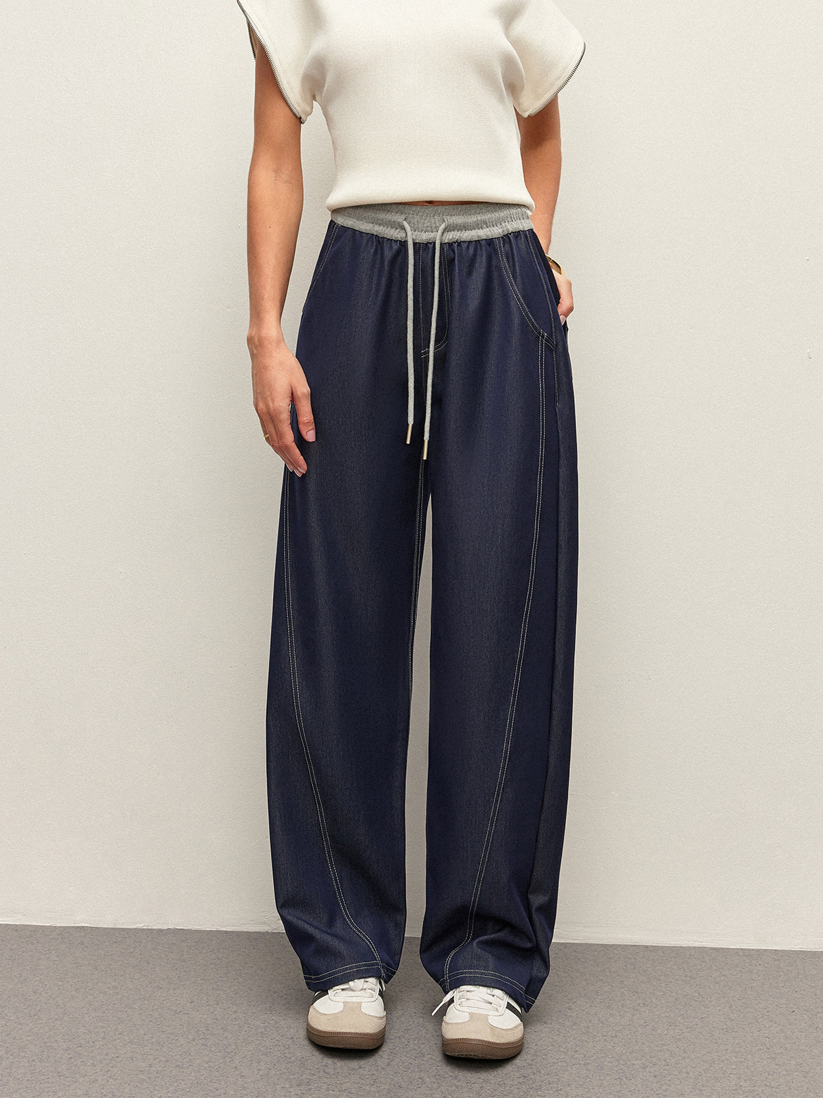 Hose mit Bindedetail und Denim