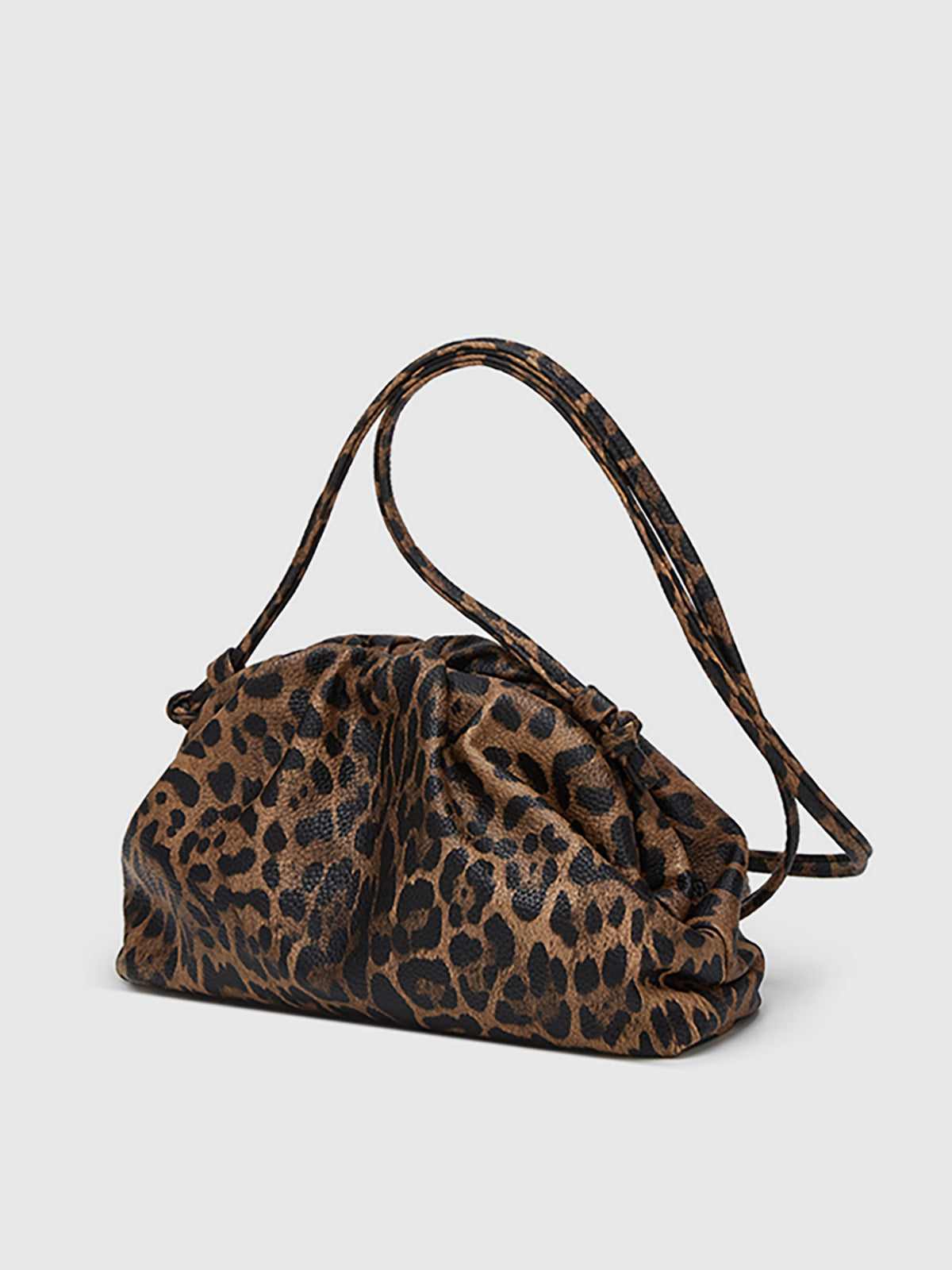 Tasche im Leoparden-Print mit Raffung