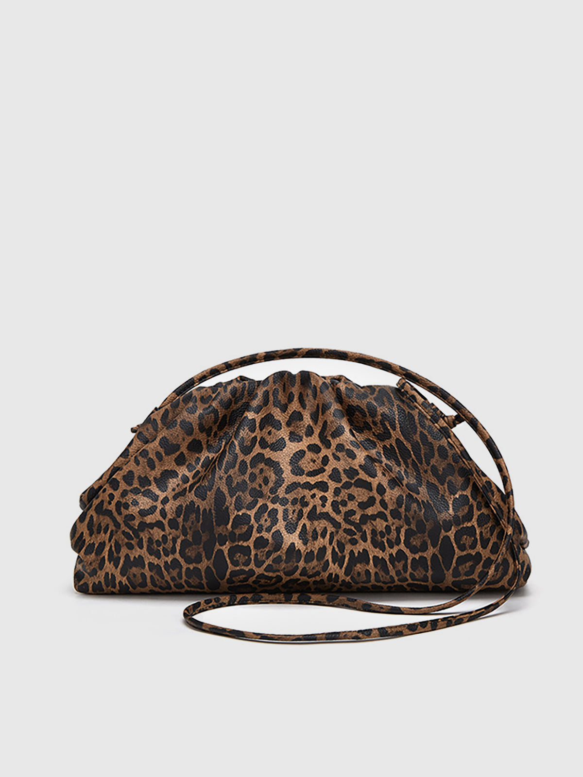 Tasche im Leoparden-Print mit Raffung