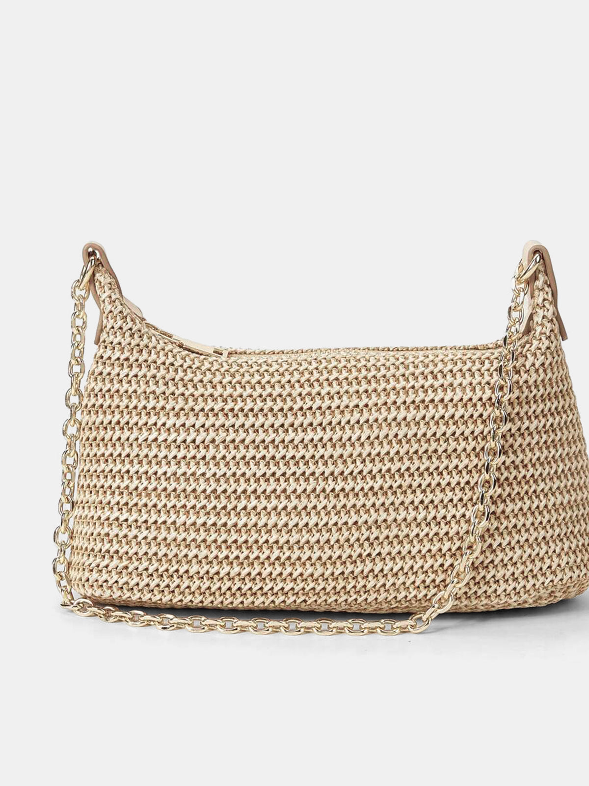 Schultertasche aus geflochtenem Stroh mit Kettenriemen