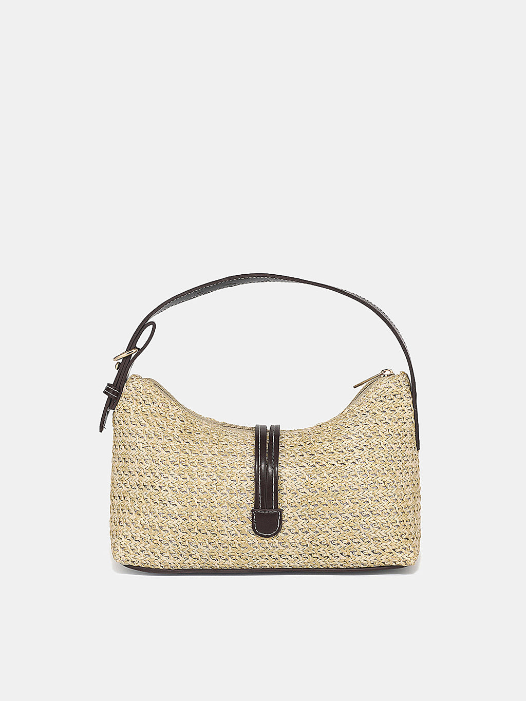 Hobo-Bag aus geflochtenem Stroh – Khaki