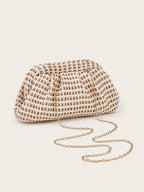 Clutch in Flechtoptik mit Raffung