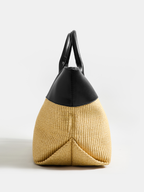 Shopper aus Stroh mit Patchwork-Design