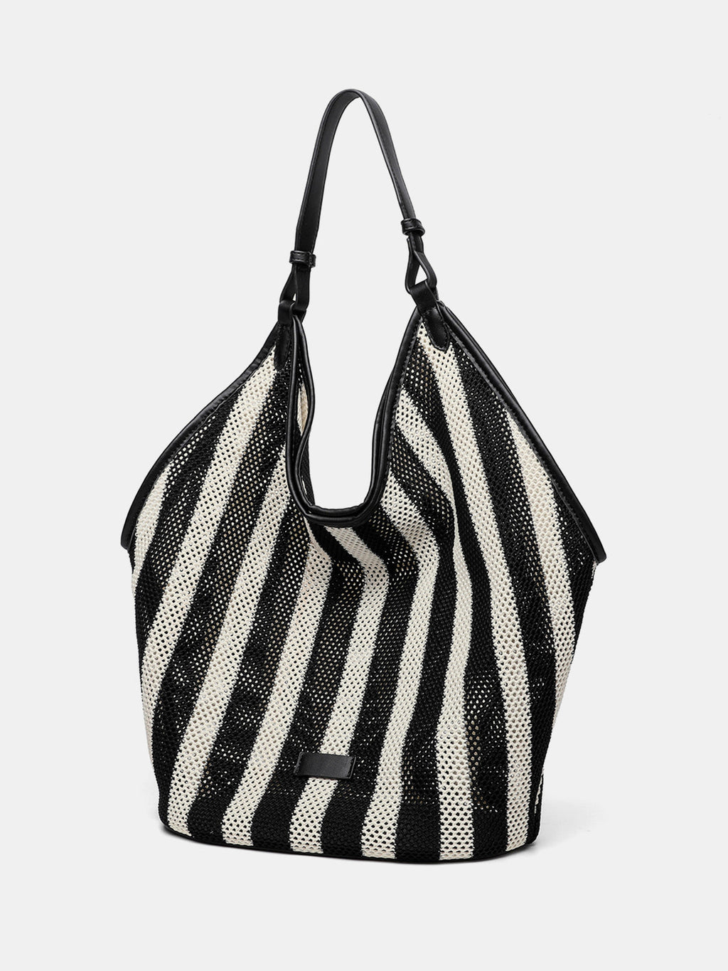 Hobo-Bag aus Netzgewebe im Streifen-Design