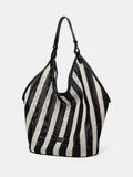 Hobo-Bag aus Netzgewebe im Streifen-Design