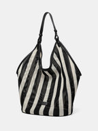 Hobo-Bag aus Netzgewebe im Streifen-Design