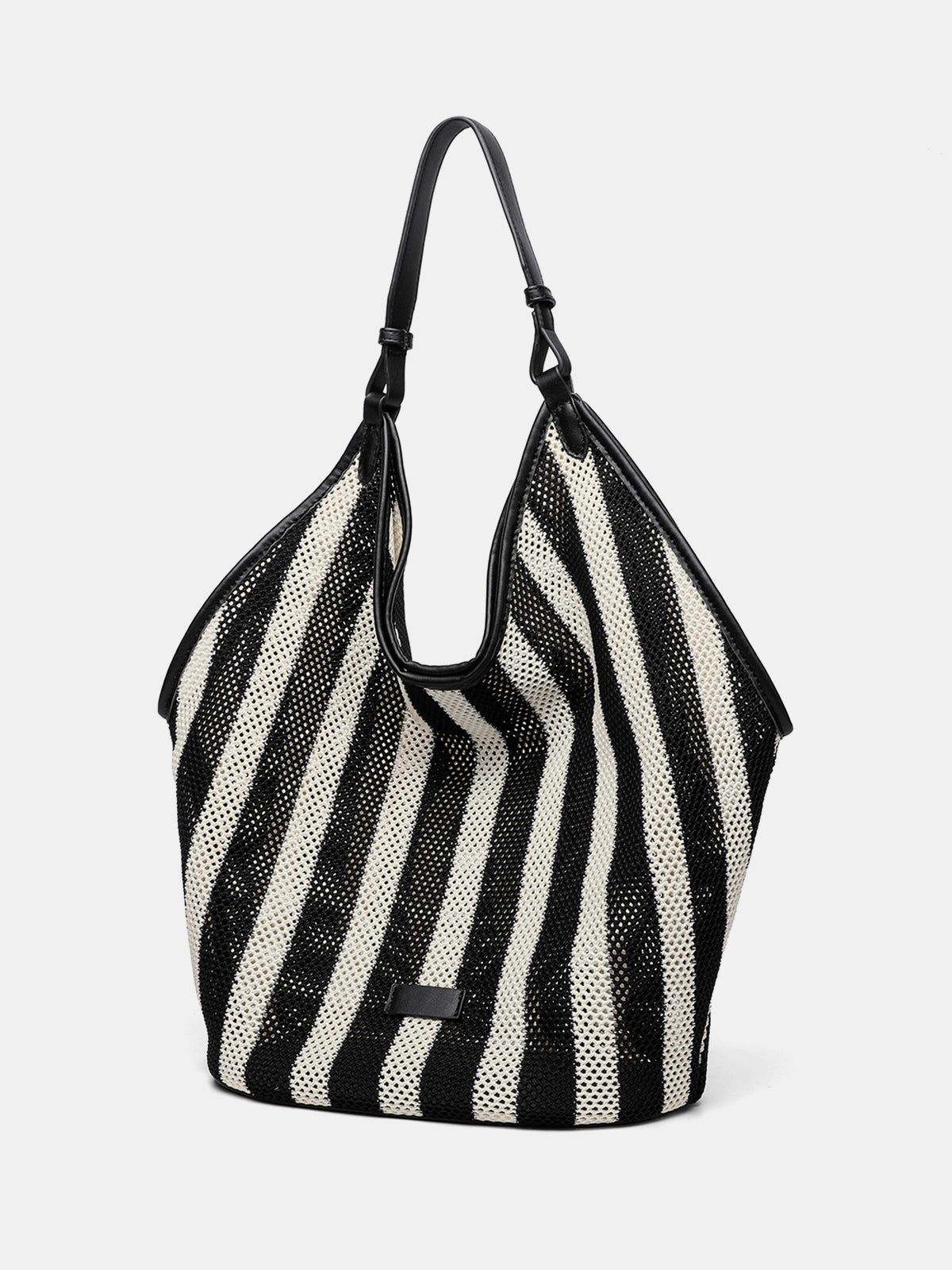Hobo-Bag aus Netzgewebe im Streifen-Design