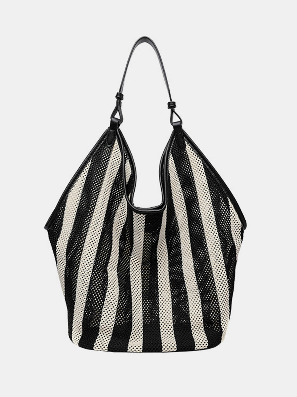 Hobo-Bag aus Netzgewebe im Streifen-Design