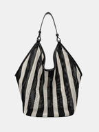 Hobo-Bag aus Netzgewebe im Streifen-Design
