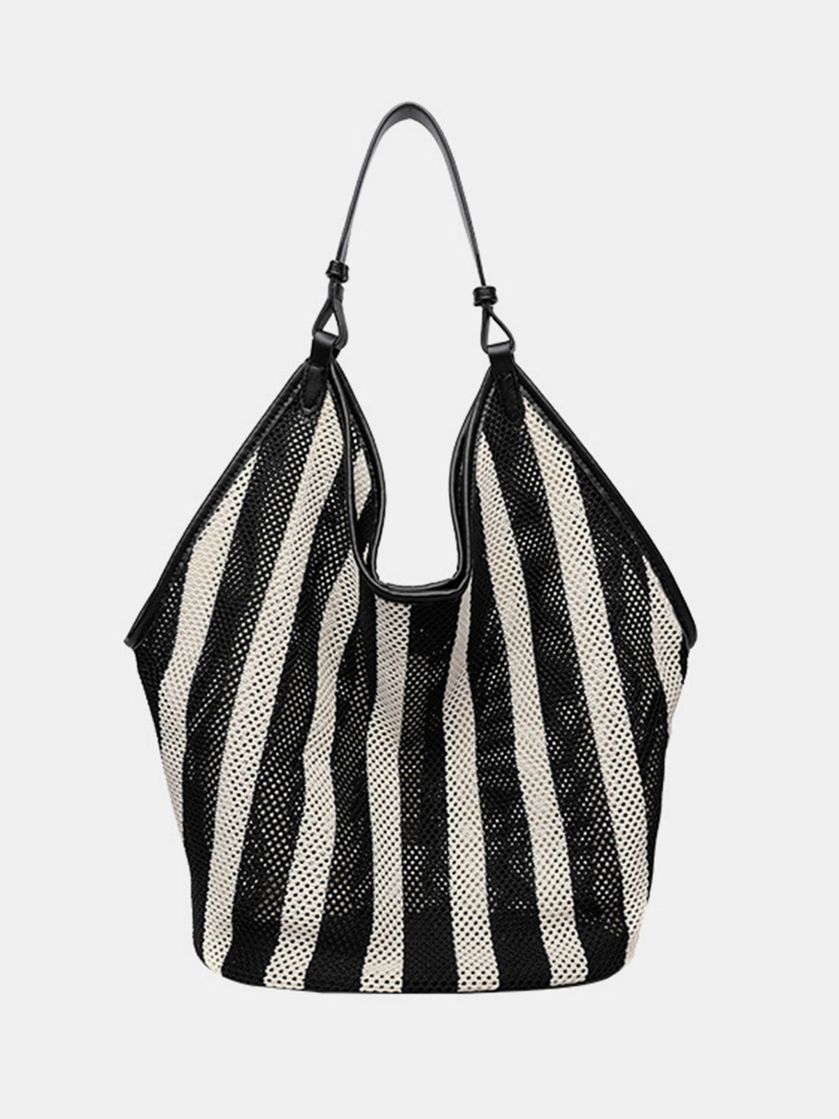 Hobo-Bag aus Netzgewebe im Streifen-Design