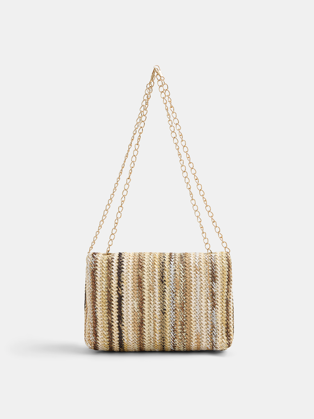 Schultertasche aus Stroh mit Kettenriemen