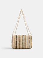 Schultertasche aus Stroh mit Kettenriemen