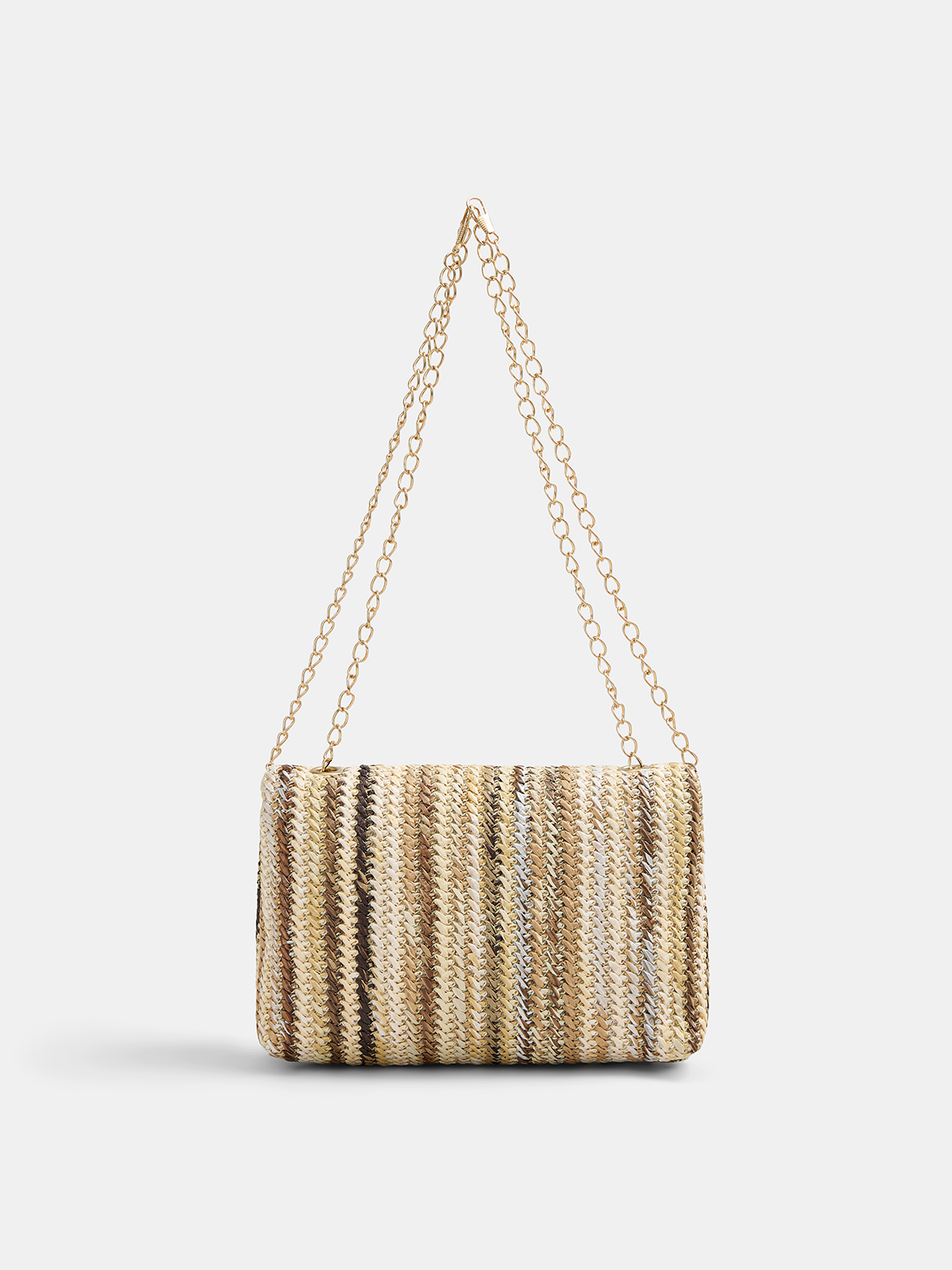 Schultertasche aus Stroh mit Kettenriemen