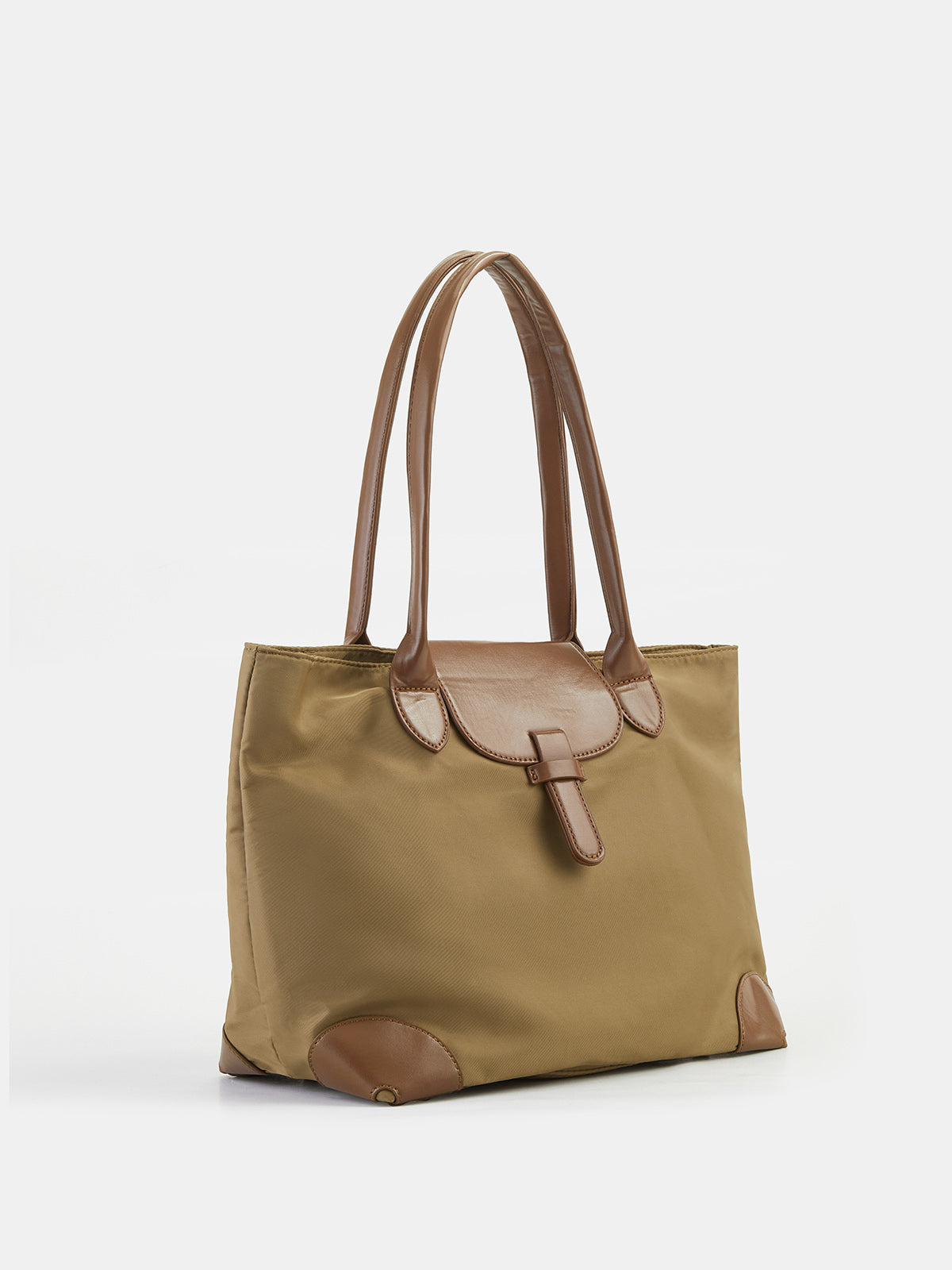 Shopper in Lederoptik – Khaki