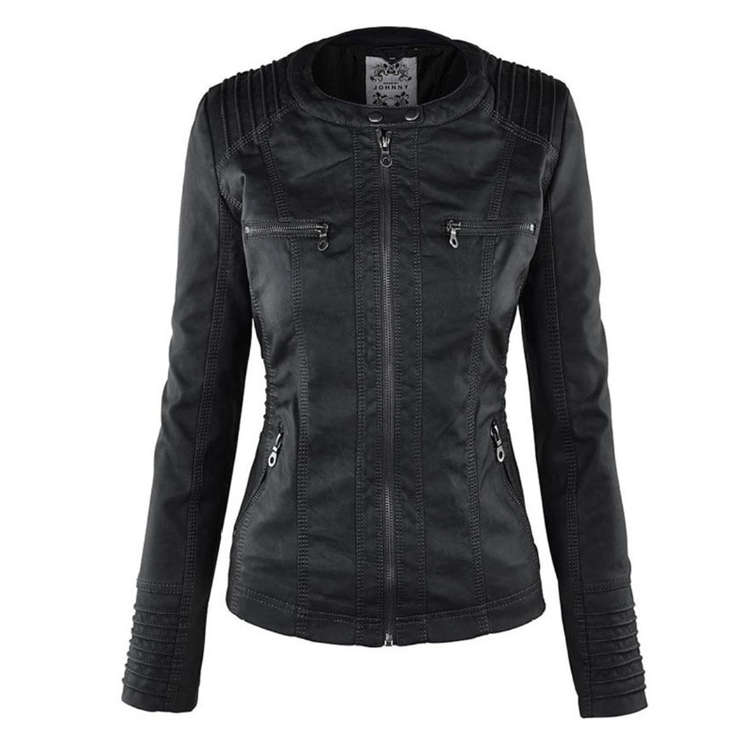 Wetterfeste Lederjacke mit Kapuze