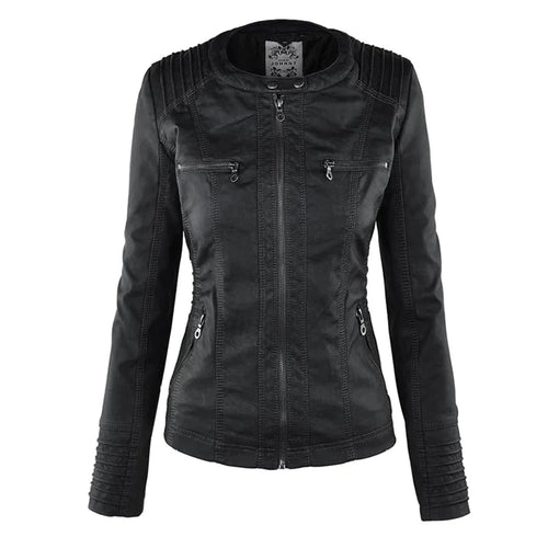 Elegante Biker-Lederjacke mit Kapuze