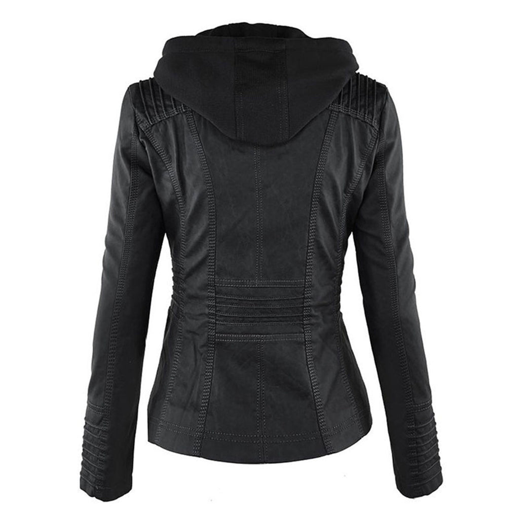 Wetterfeste Lederjacke mit Kapuze