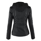 Wetterfeste Lederjacke mit Kapuze