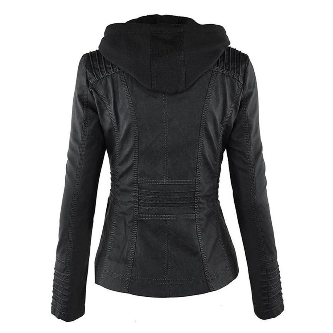 Wetterfeste Lederjacke mit Kapuze