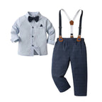 Schickes Jungenanzug 3-teilig – Blaues Hemd, Weste sowie Hose mit Fliege