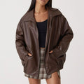 Moderne Oversize-Lederjacke mit urbanem Look