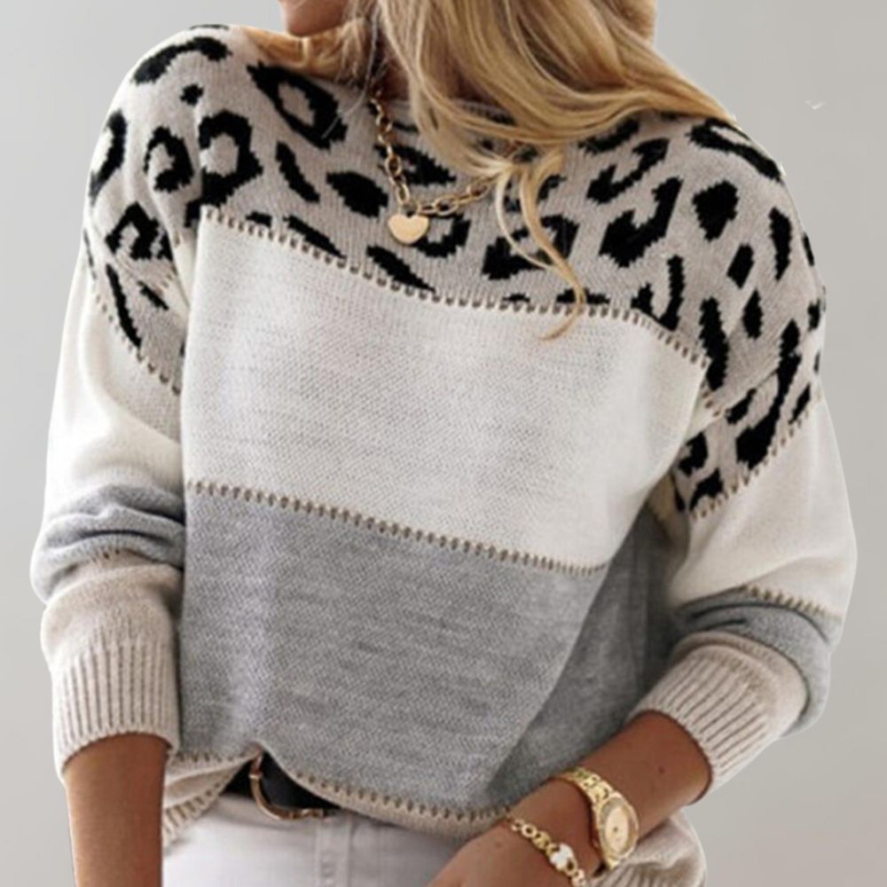 Bequemer Pullover im Leo-Design