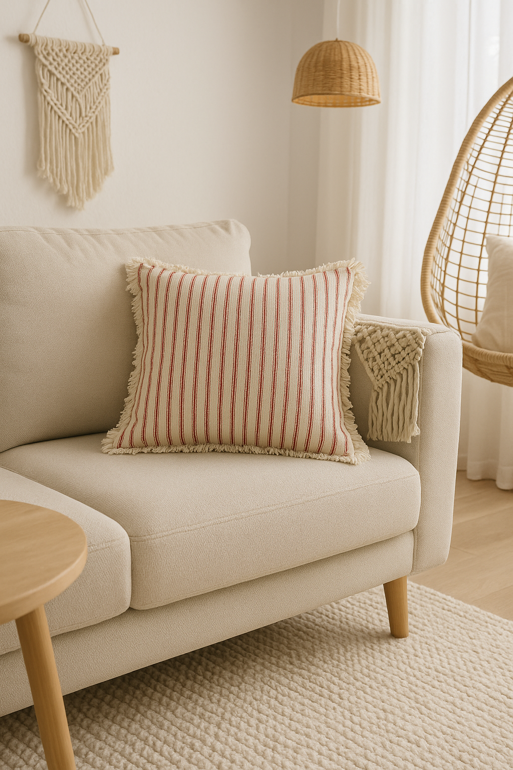 Jacquard Kissenbezug mit Fransen – Zeitlos und Bequem