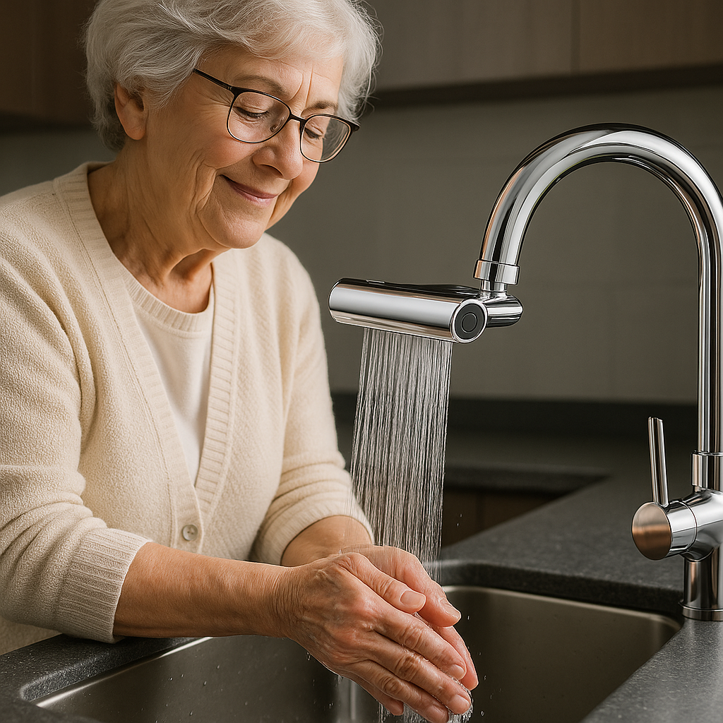 FlexiFlow Wasserhahnaufsatz: 4 Stufen & 360° drehbar