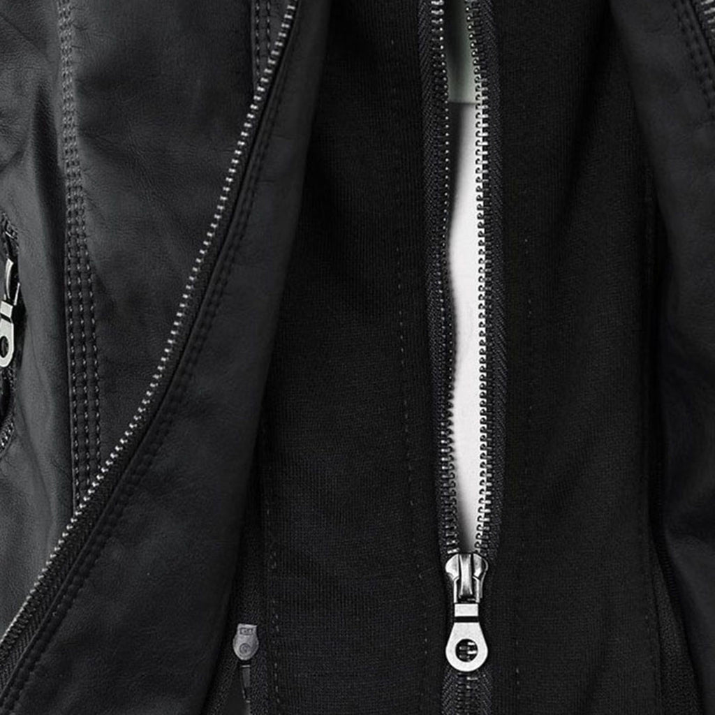 Wetterfeste Lederjacke mit Kapuze