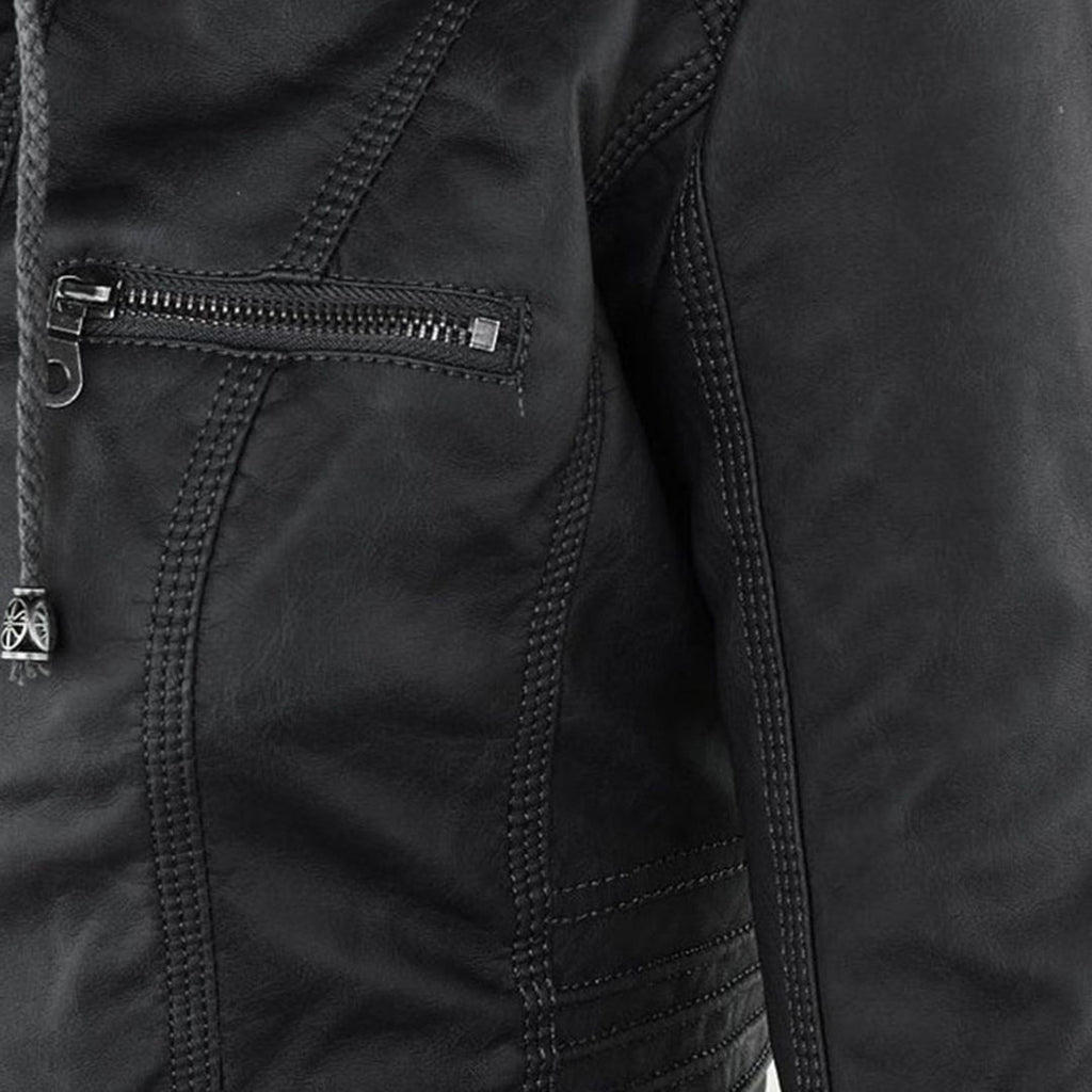 Wetterfeste Lederjacke mit Kapuze