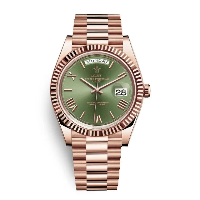 Automatische Herrenarmbanduhr mit Tages- und Datumsanzeige – Klassisch und Elegant