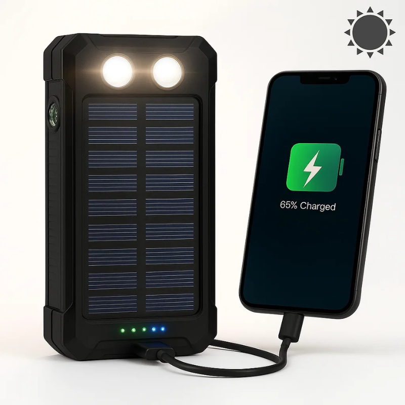 20000mAh Solarenergie Powerbank – Wasserdicht, Strapazierfähig & Mit Taschenlampe
