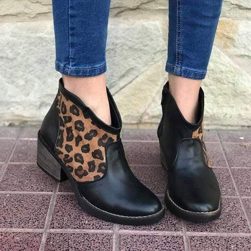 Stiefeletten im Leoparden-Print im Vintage-Look