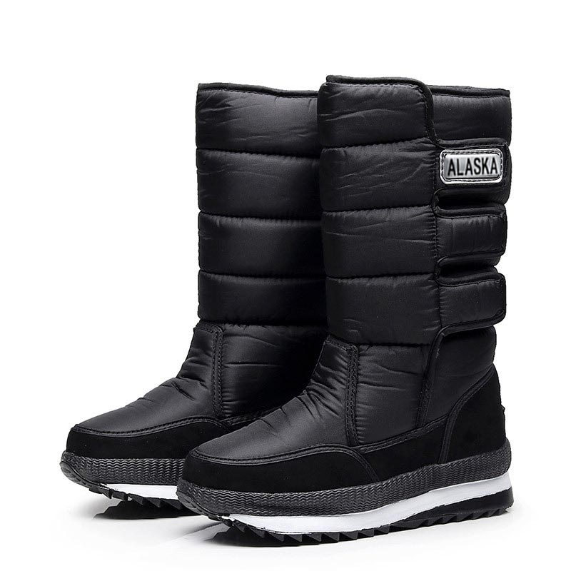 Wadenhohe Stiefel gefüttert – Schwarz