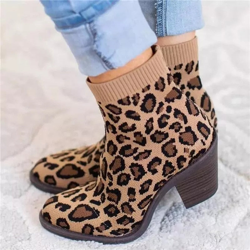 Stiefeletten im Leoparden-Print – Gelb