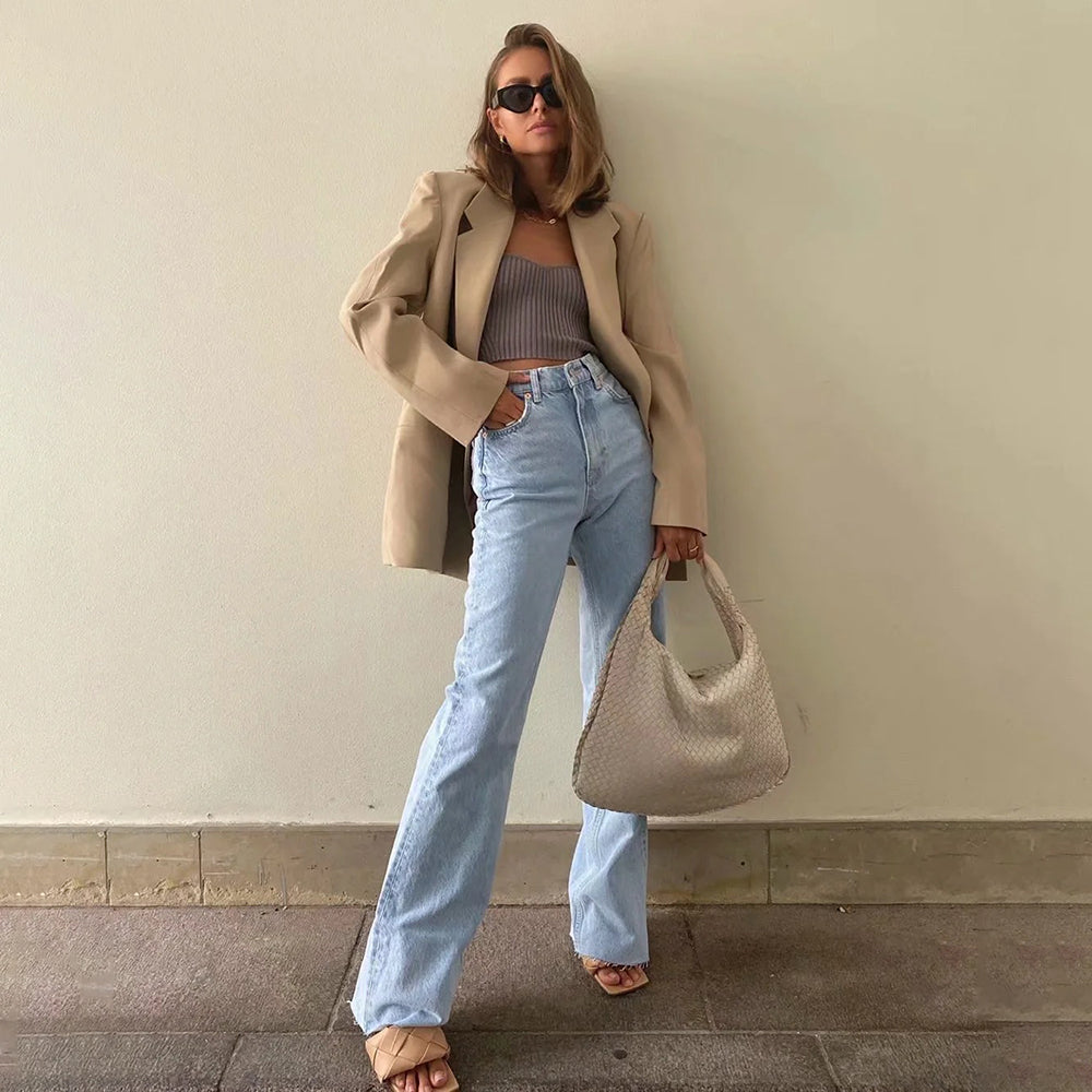 High-Waist Wide-Leg-Jeans mit Slouch-Optik