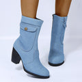 Stiefel in Denim-Optik mit Reißverschluss