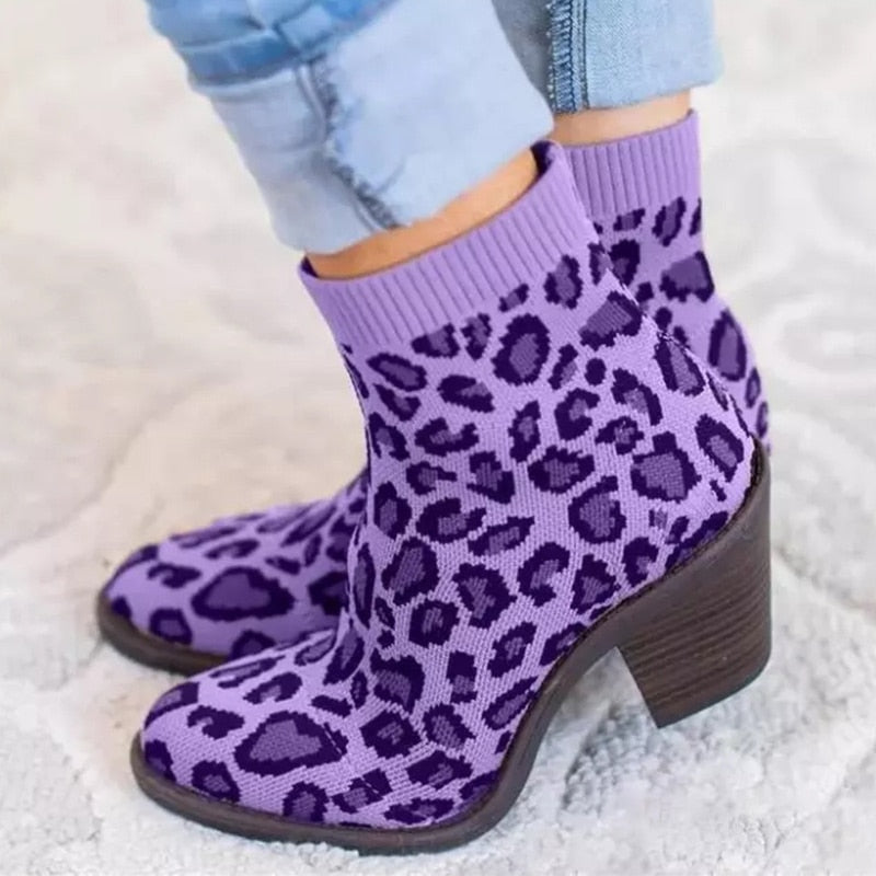 Stiefeletten im Leoparden-Print – Gelb