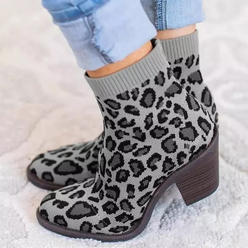 Stiefeletten im Leoparden-Print – Gelb