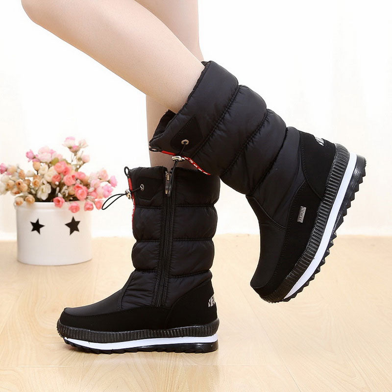 Wadenhohe Stiefel gefüttert – Schwarz