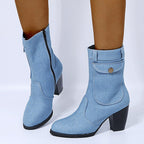 Stiefel in Denim-Optik mit Reißverschluss