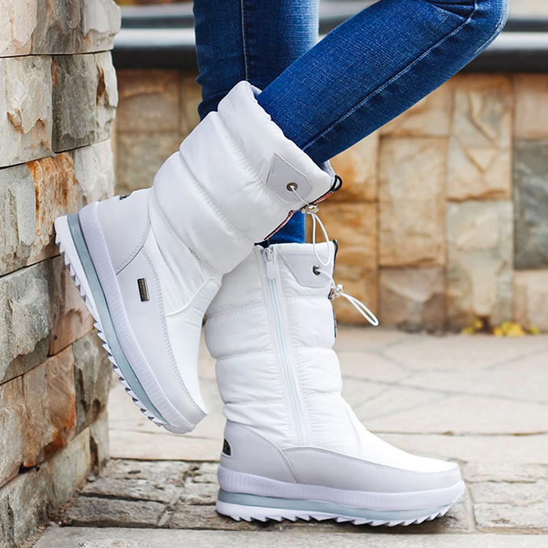 Wadenhohe Stiefel gefüttert – Schwarz