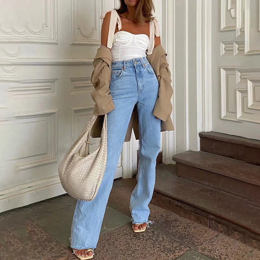 High-Waist Wide-Leg-Jeans mit Slouch-Optik