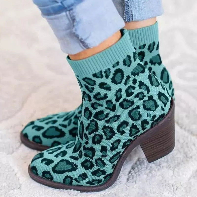 Stiefeletten im Leoparden-Print – Gelb