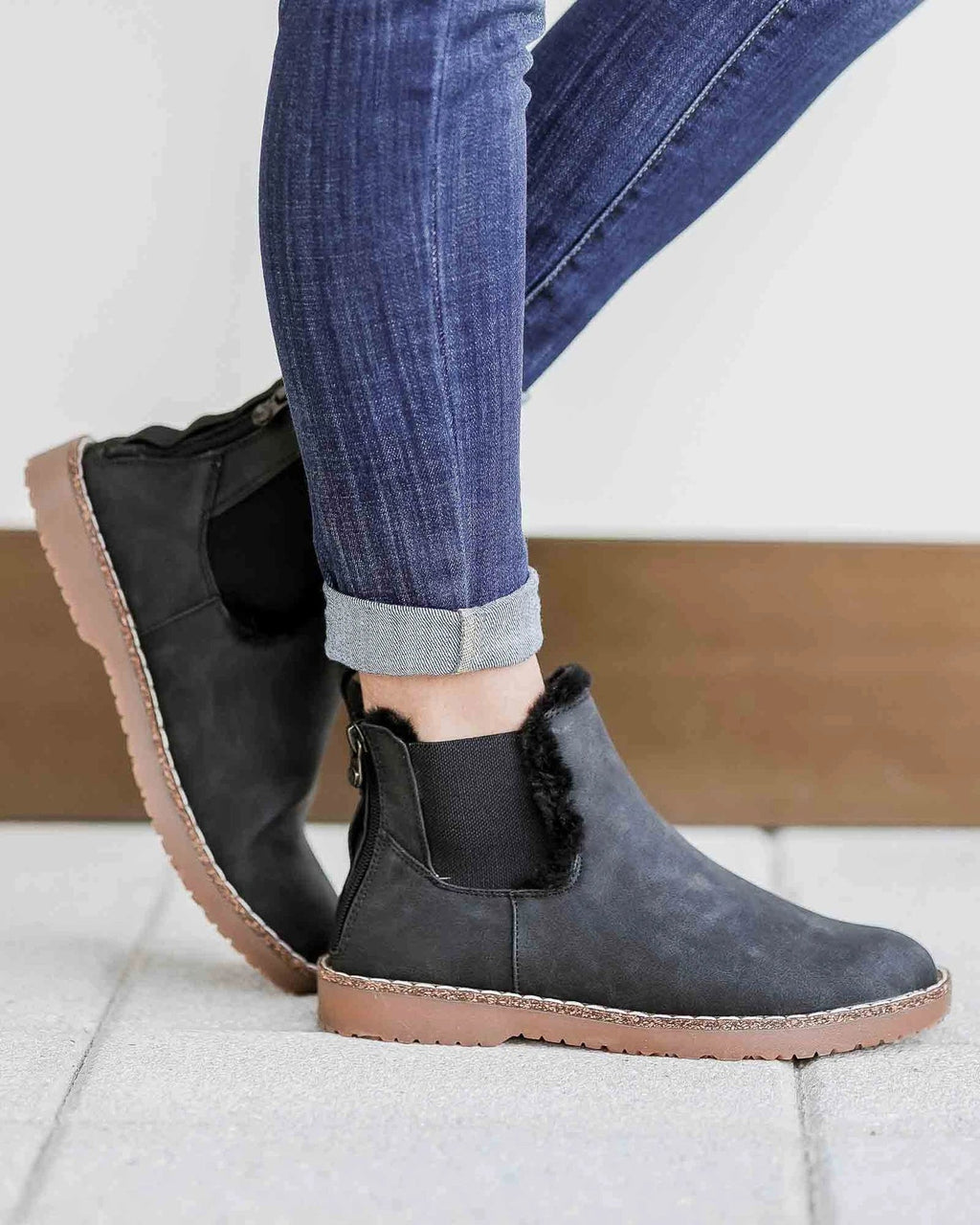 Stiefeletten gefüttert mit Reißverschluss – Braun