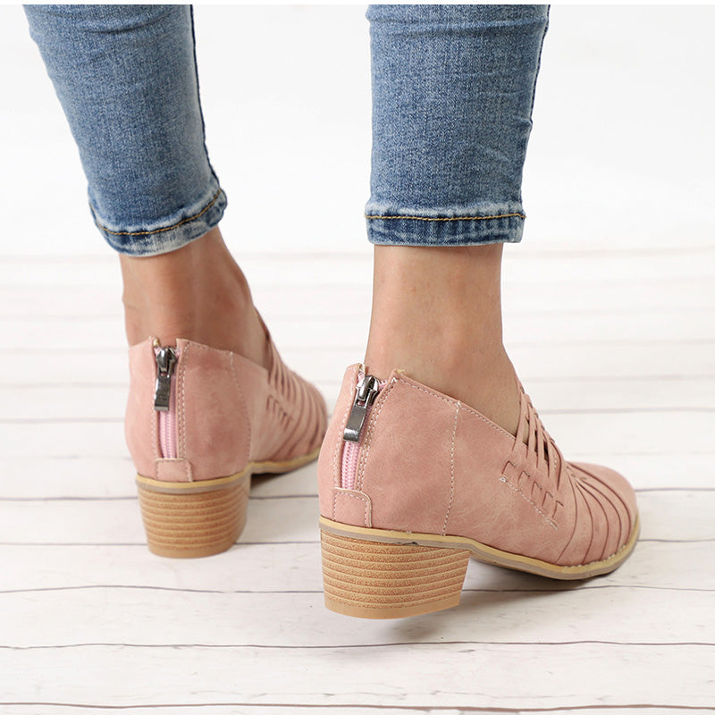 Chelsea-Boots mit Blockabsatz – Rosa
