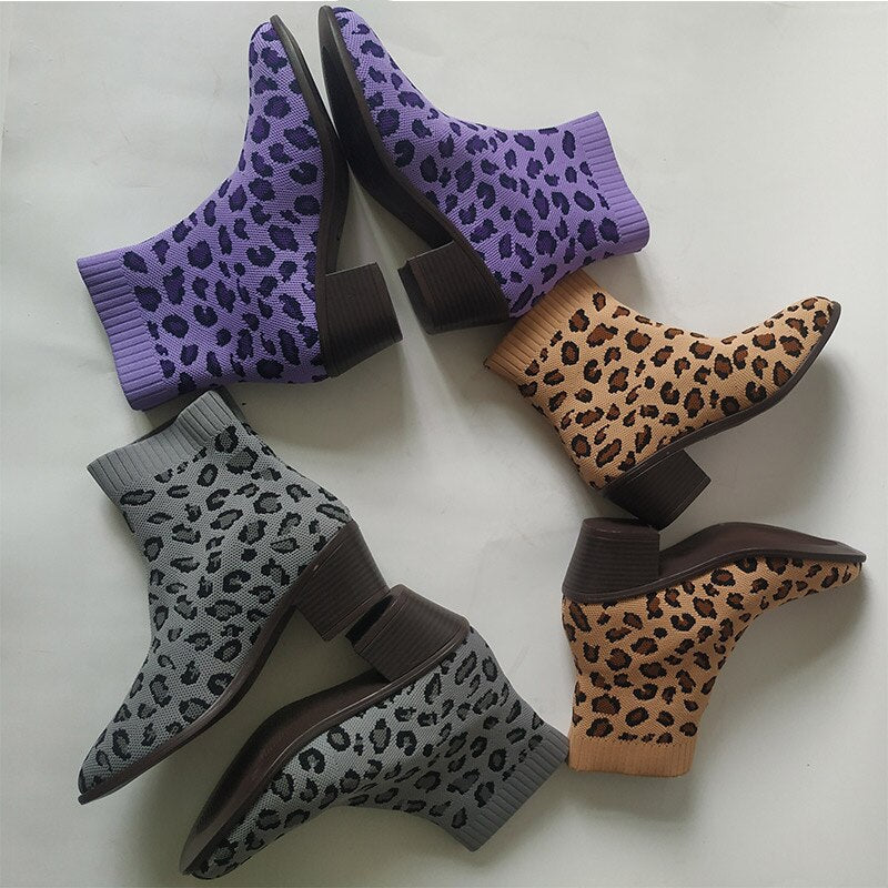 Stiefeletten im Leoparden-Print – Gelb