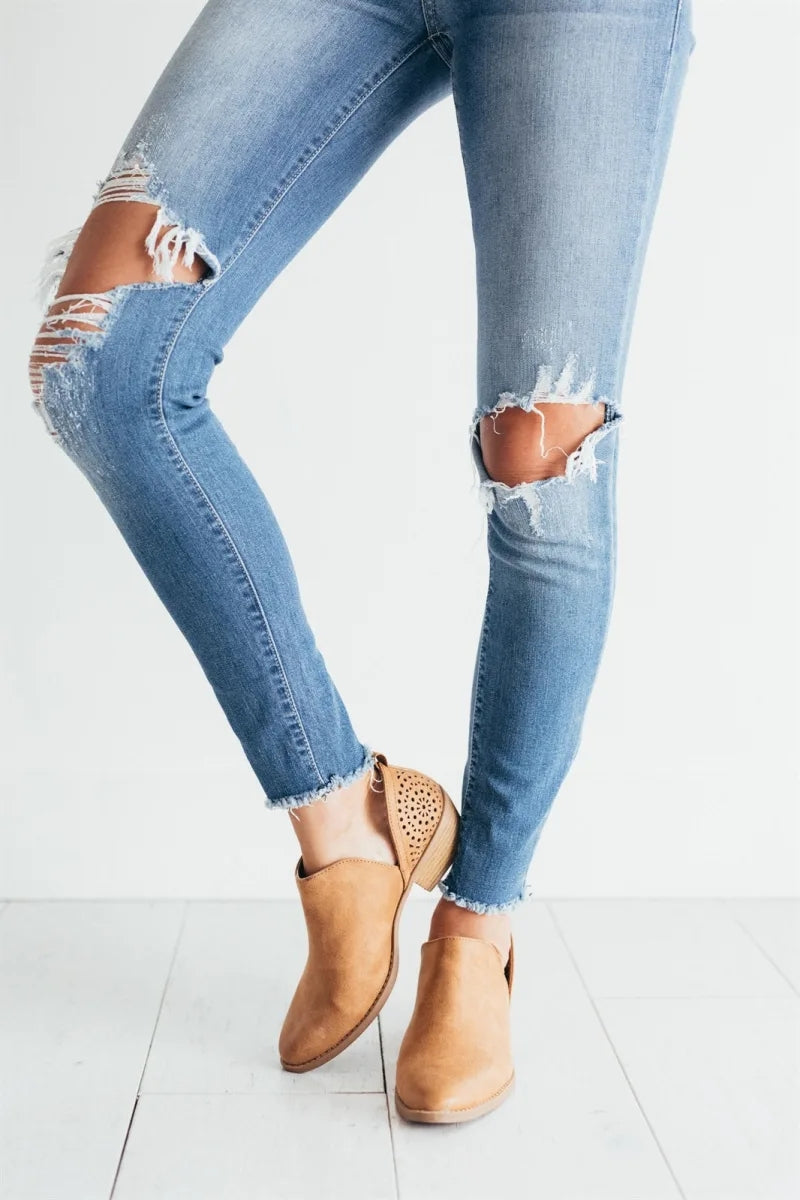 Stiefel im Vintage-Look mit hohem Absatz